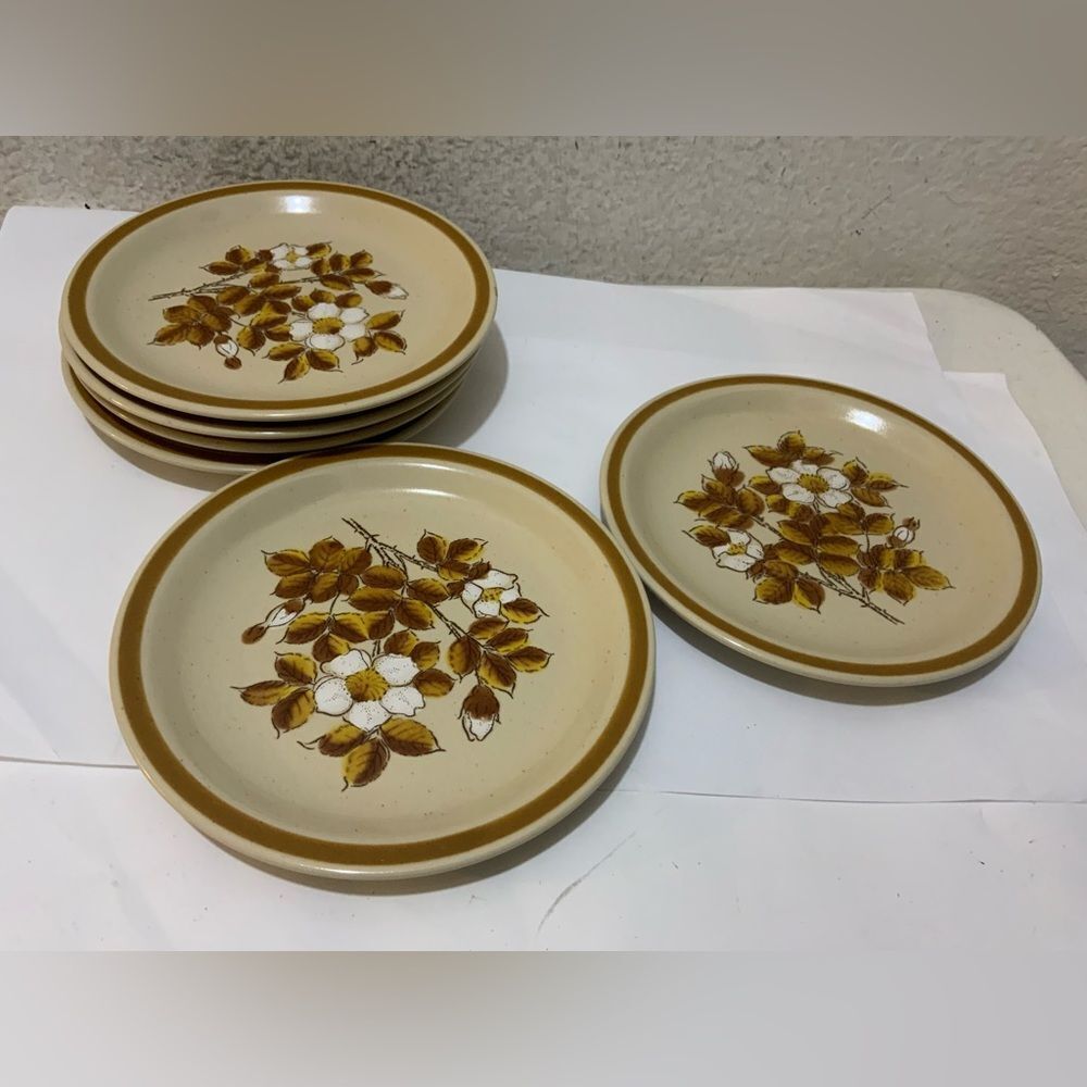 Vtg Ekco Eterna AUTUMN MEADOW Set 6 Bread & Butter Plates Japan HTF